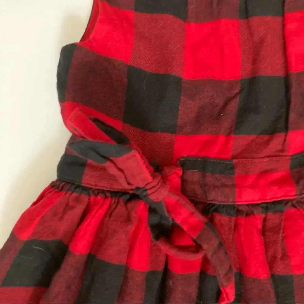 Carter’s Holiday Red Black Buffalo Plaid Tie Front Sleeveless Formal Dress
